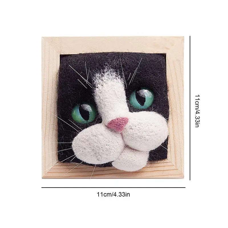 Wool Felt Pokes Le Cat Head Photo Frame Lovely Cat Plush Doll Homemade Creative Gift Handmade DIY Making Material Knitted Toys