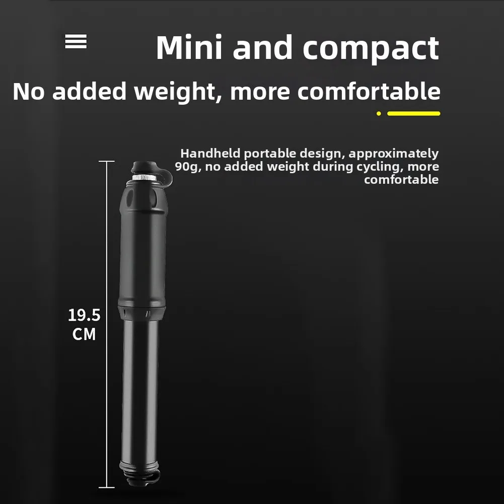 Portable Tire Pump High Pressure Pump Cycling Commute AS SHOWN Aluminum Alloy Body Flexible Hose Design Max 100 PSI