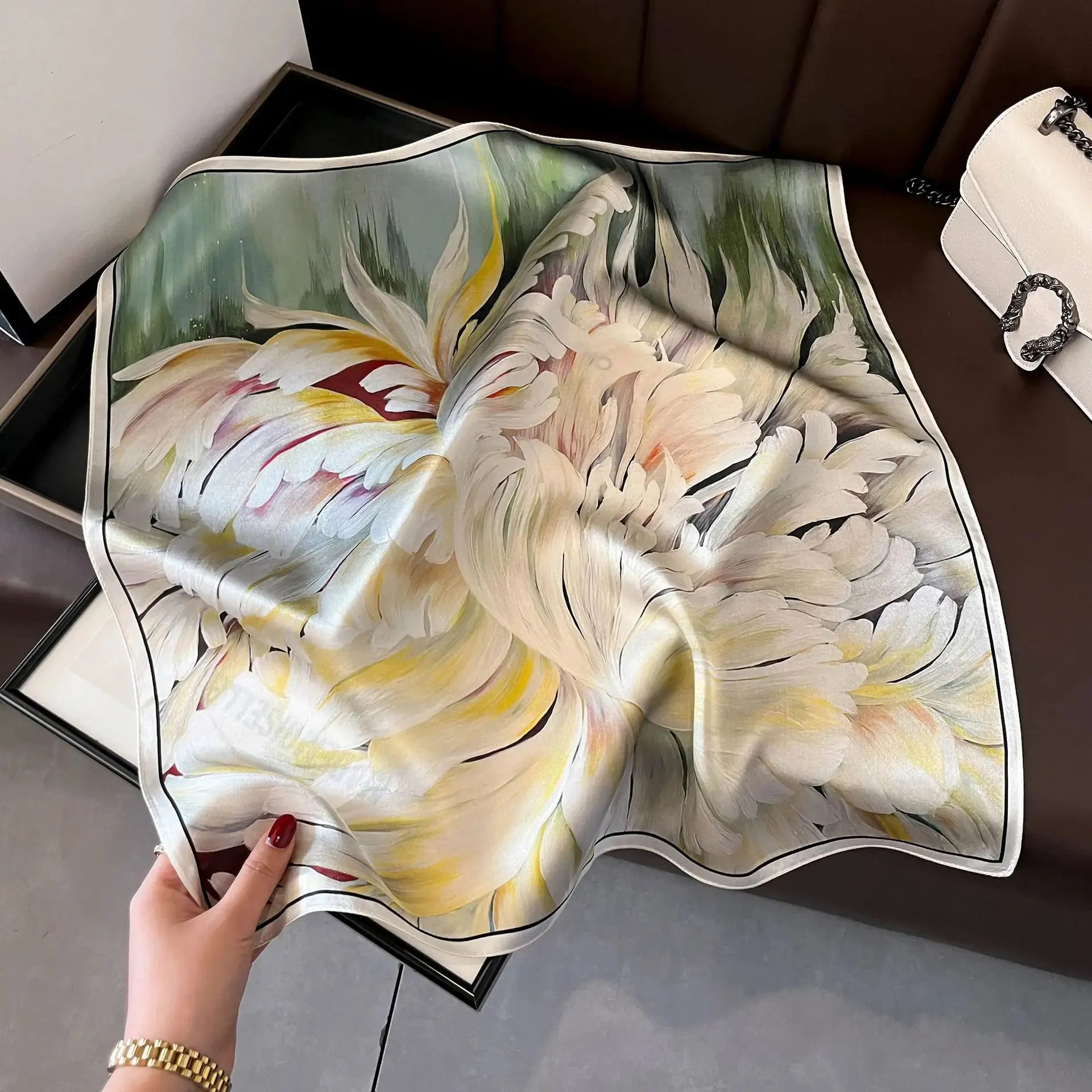 

100% натуральный шелковый шарф, женский новый бандана, квадратные шарфы, элегантный весенний модный роскошный хиджаб высокого качества