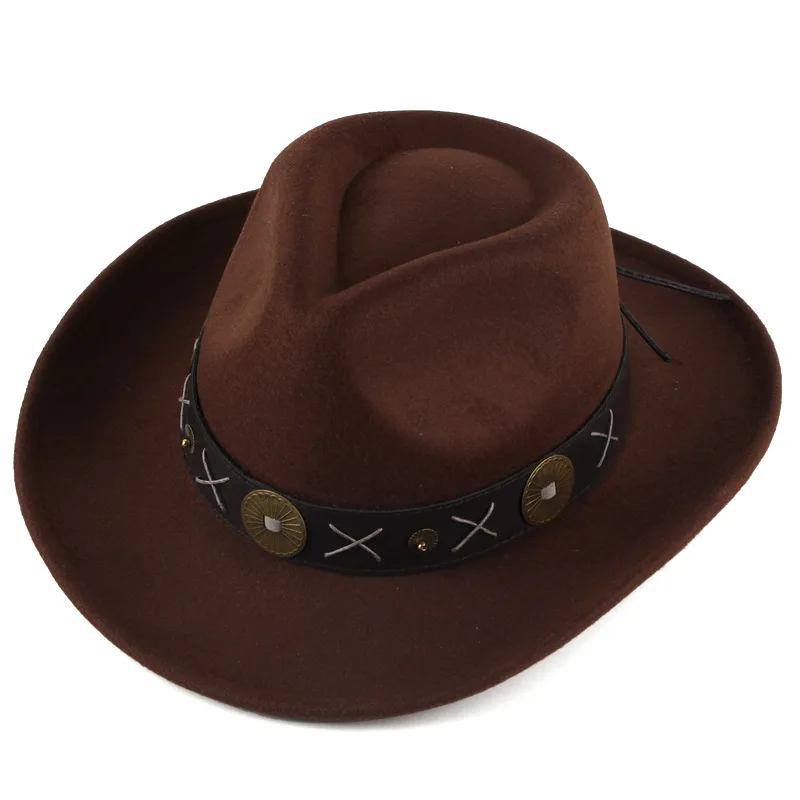 

Men's And Women's Faux Felt Hats, Polyester-cotton Warm And Windproof Jazz Hats, European And American Retro Western Cowboy Hats
