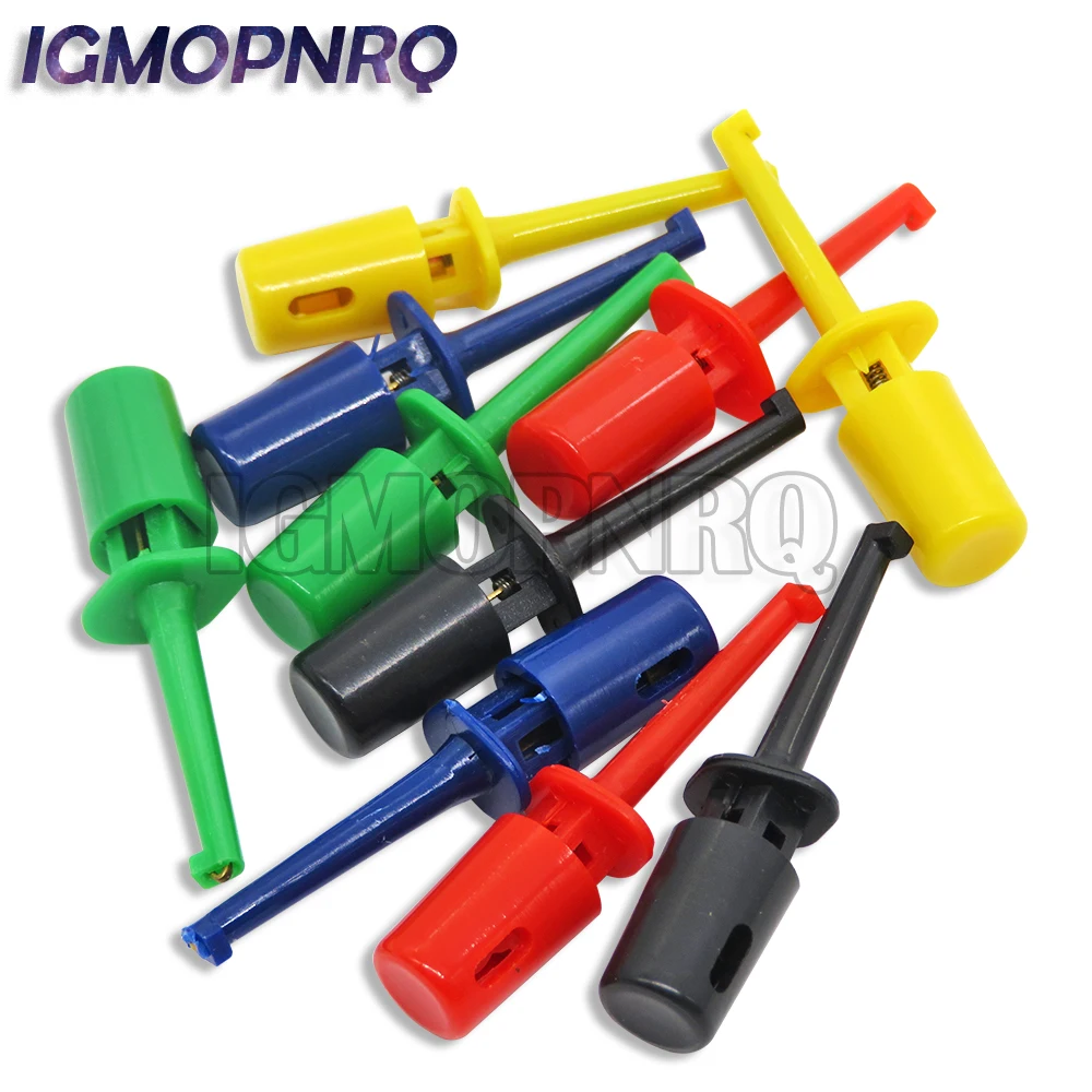 10Pcs Mini Single Test Hook Clip Test Probe For Electronic Testing IC Grabber Large Size Round Crocodile Clip Hook Test Clip kit