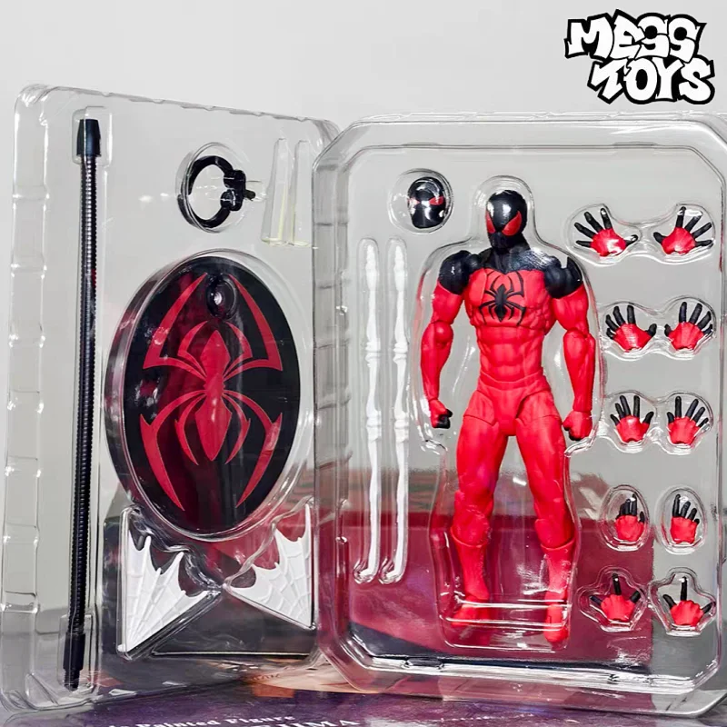 

In Stock Mess Toys Original Spider Man Red And Black Suit Symbiote Kaine Action Figure Gift For Collectors Limited Anime Toys