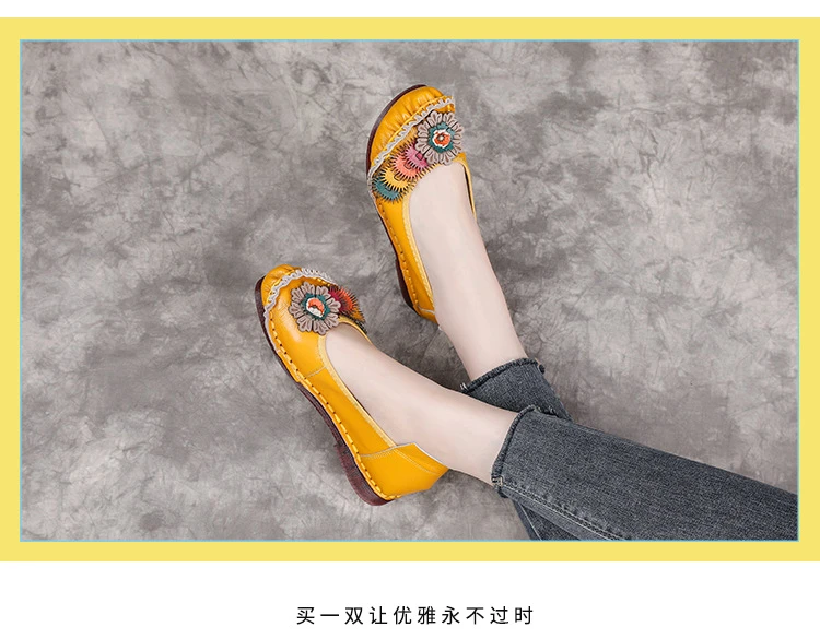 Neue handgefertigte Ballerinas aus echtem Leder für Damen mit Blumenapplikation, ethnische flache Schuhe für Damen, Vintage-Slip-On-Flats, Damen-Mokassins – Detail 16