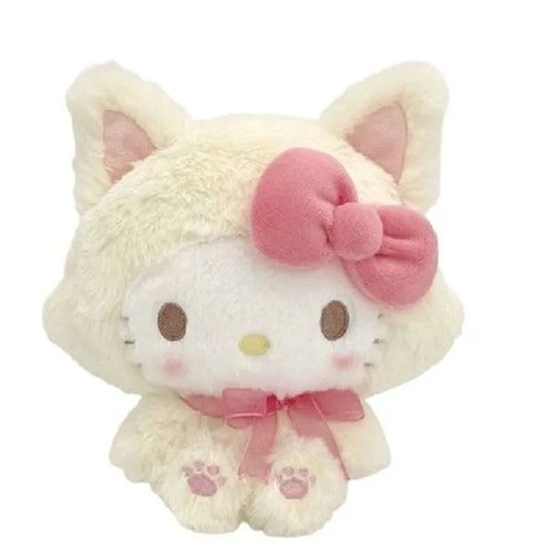 

18cm Cartoon Sanrio Hello Kitty Kuromi Melody Plush Toy Kawaii Cross-dressing Cinnamoroll Plushies Soft Stuffed Doll Girls Gift