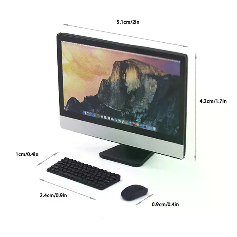 1:12 دمية مصغرة كمبيوتر مكتبي صغير ماوس ولوحة المفاتيح الأثاث نموذج المنزل ديكور لعبة بيت الدمية الملحقات #4