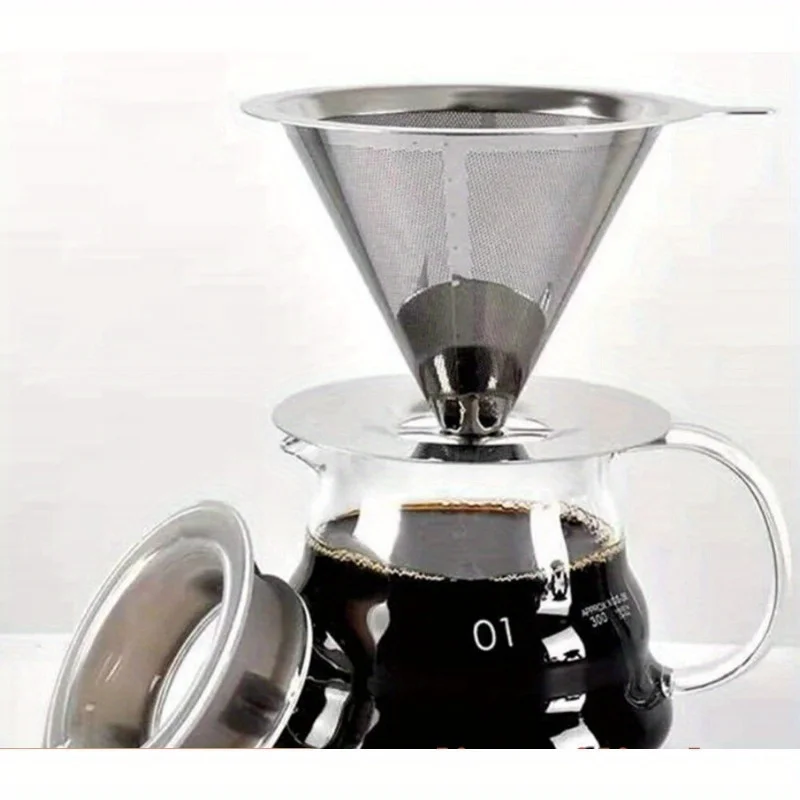 

Многоразовый держатель фильтра для кофе, двухслойное ситечко для кофе и чая из нержавеющей стали, аксессуары для кофе, инструмент для приготовления кофе