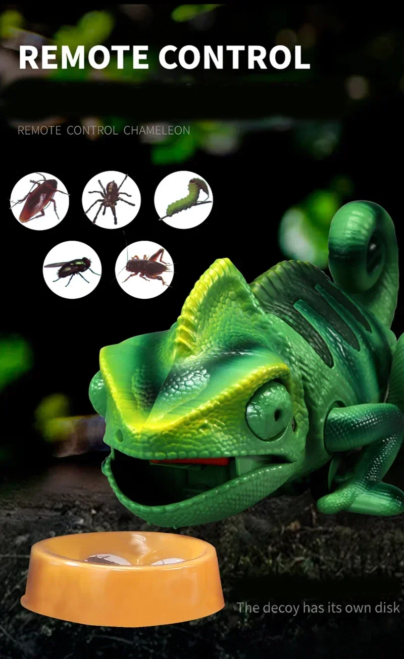 Jouet Intelligent avec Télécommande pour Enfant, Animaux Caméléon Lézard, Modèle Électronique, Reptile, Robot