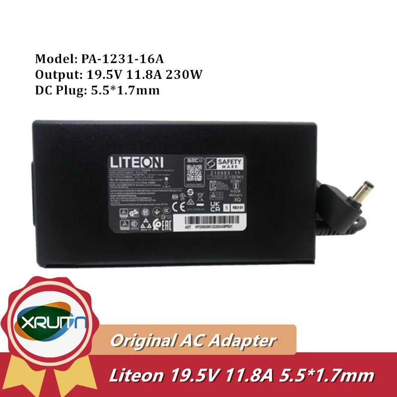 Liteon pengisi daya adaptor AC 19.5V 11,8 A PA-1231-16A 230W asli untuk Laptop Acer catu daya 5.5*1.7mm