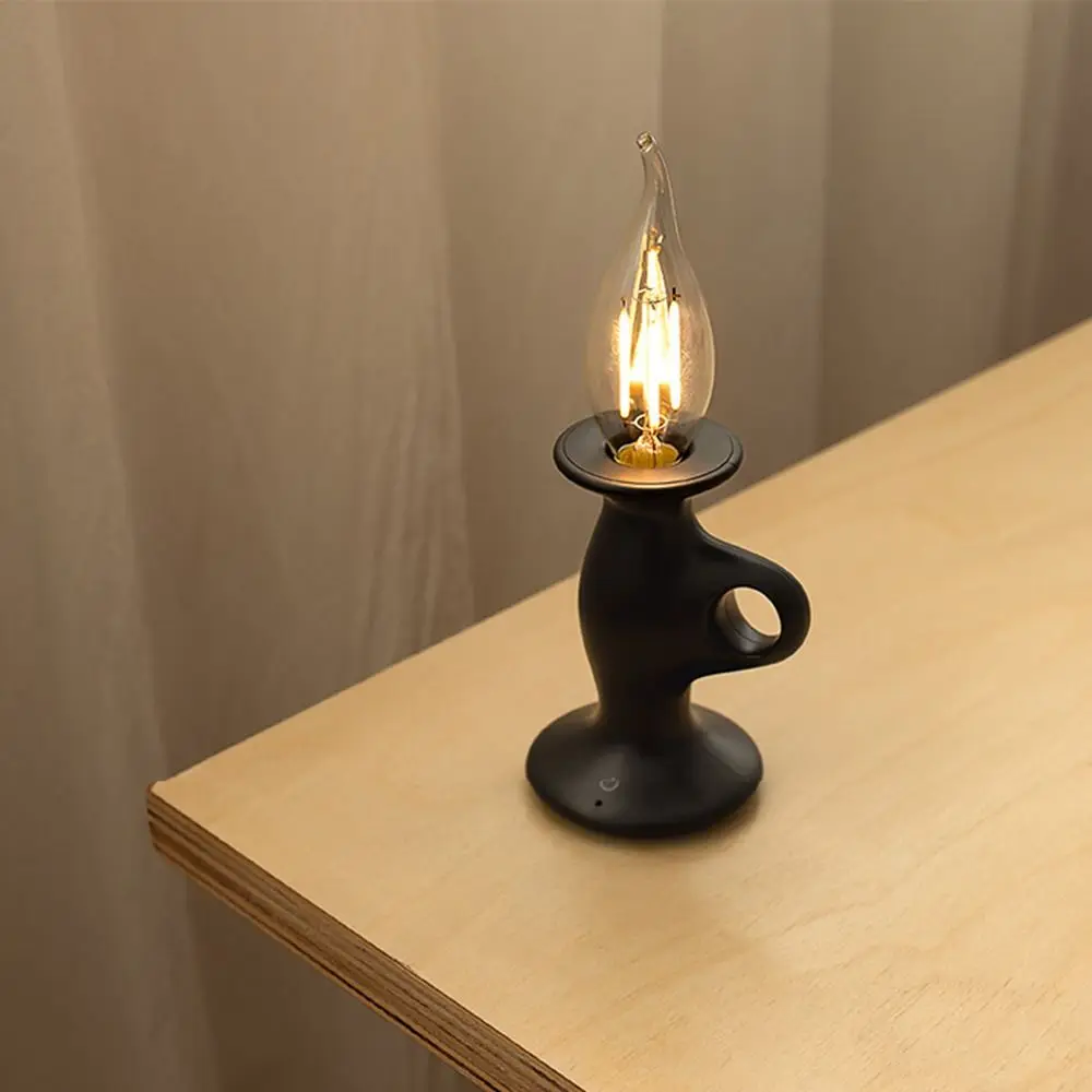 Lampu Bentuk Lilin Dapat Diredupkan Lampu Lembut Romantis Lampu Suasana LED Kontrol Sentuh Lampu Malam Portabel Kreatif