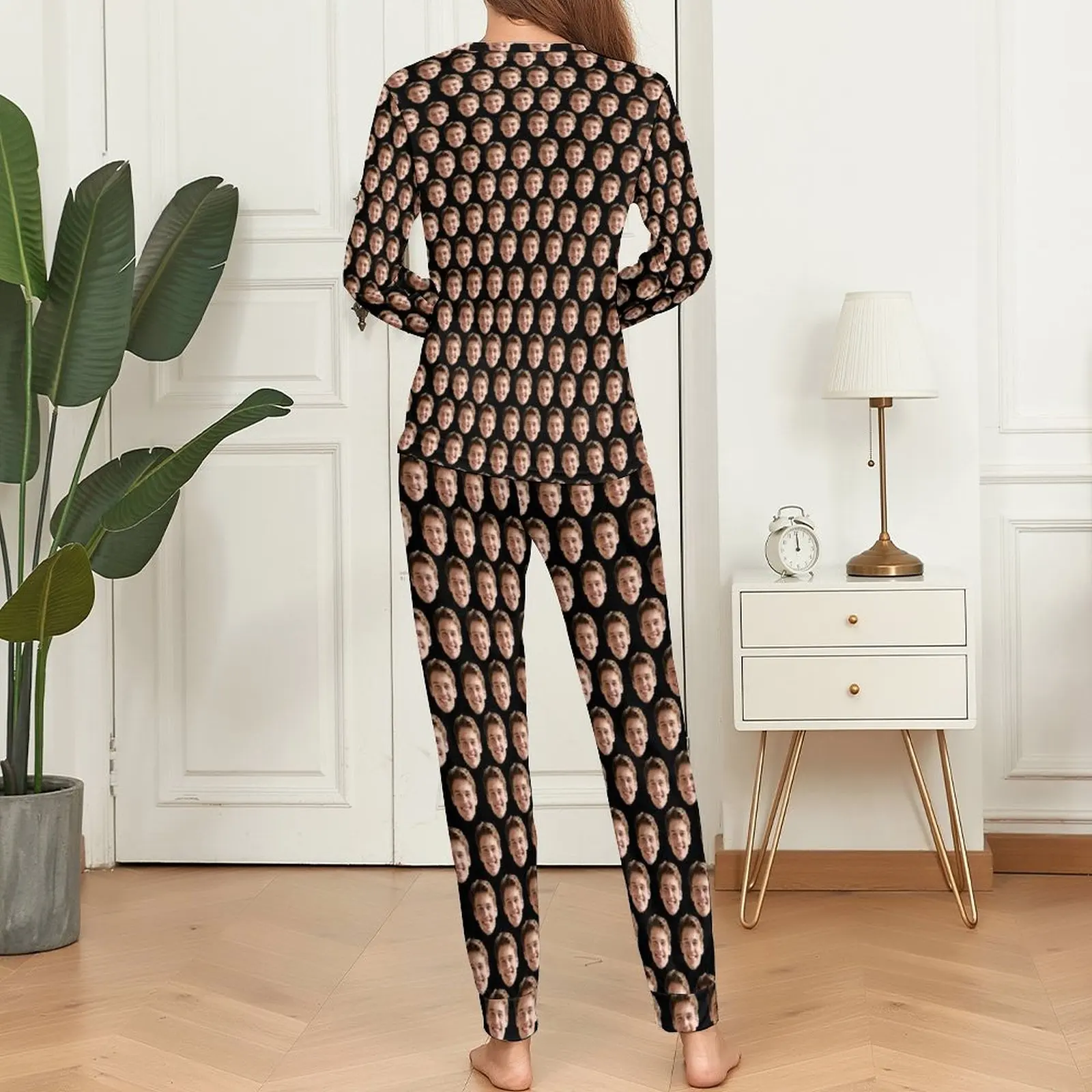 Custom Women Pajamas with Face homewear Custom Women long Sleeve Pajama Set  Personalized gift family couple pet