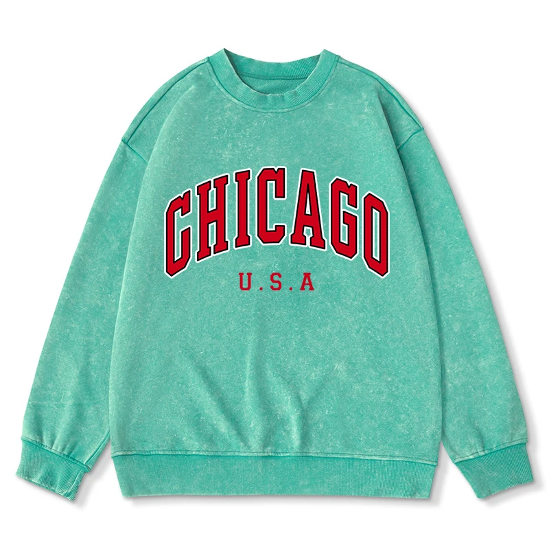 Chicago Usa Men Hoodie Fashion Oversize Washed Hoodies Casual Comfortable Sweatshirts Autumn Warm Male Clothing Tops New Product