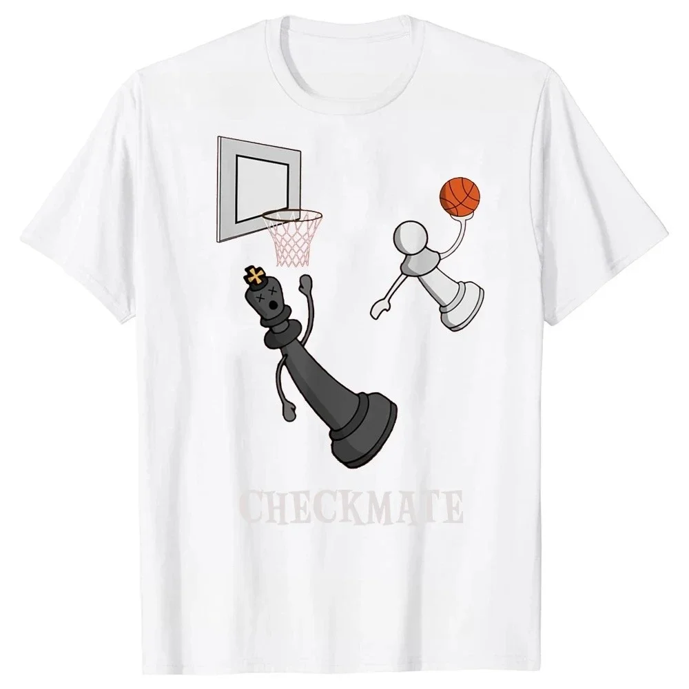 Fun General T-shirt with Chess and Basketball Game Board Pattern, Casual Short-sleeved T-shirt, Birthday Gift, Summer T-shirt