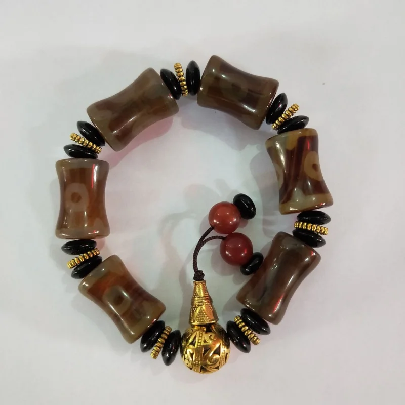 Wholesale Old Original Stone Bracelet Sky Eye Agate Necklace Wenwan Buddha Beads Jewelry