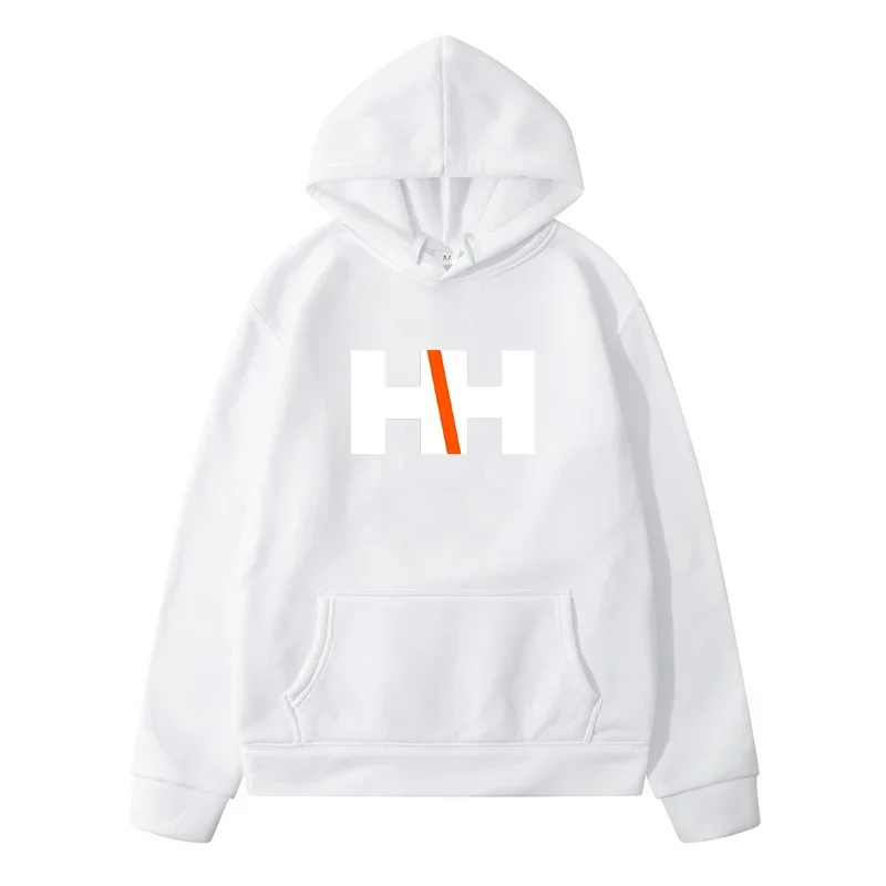 HH Printed Hoodie with Pocket for Men Streetwear Hip Hop Wool Hooded Sweater Harajuku PulloverCotton2024