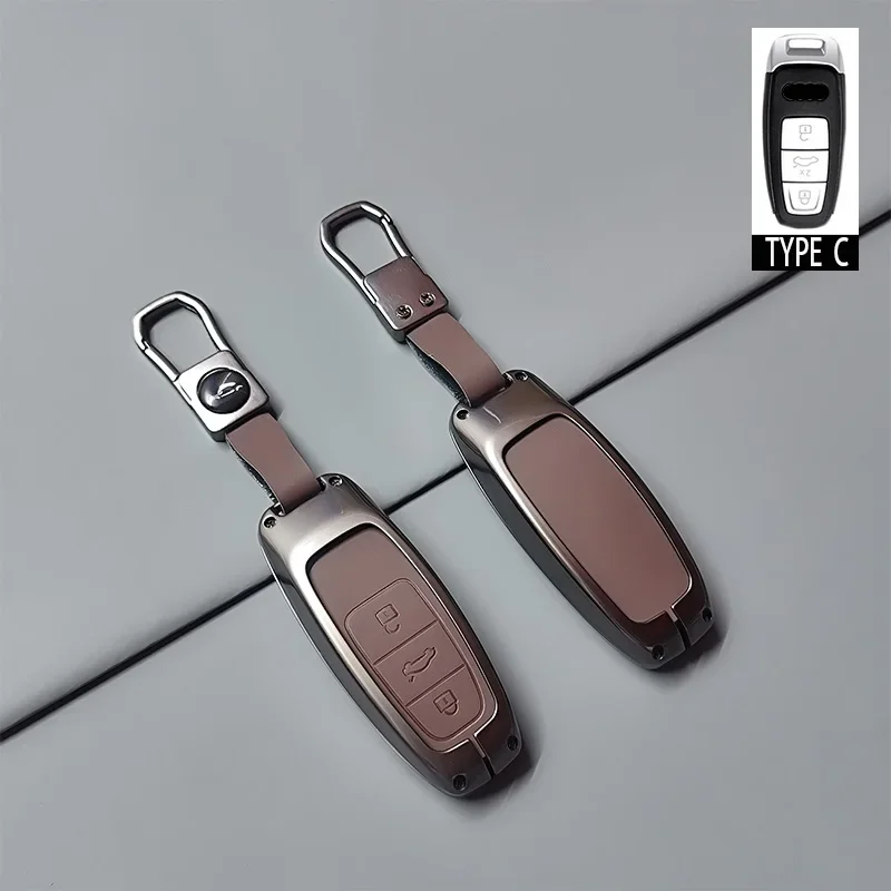 Premium Zinc Alloy Car Remote Key Case Fob Cover for Audi A6 A7 A8 E-tron Q5 Q8 C8 D5 Keyless Durable Luxury Shell Accessories