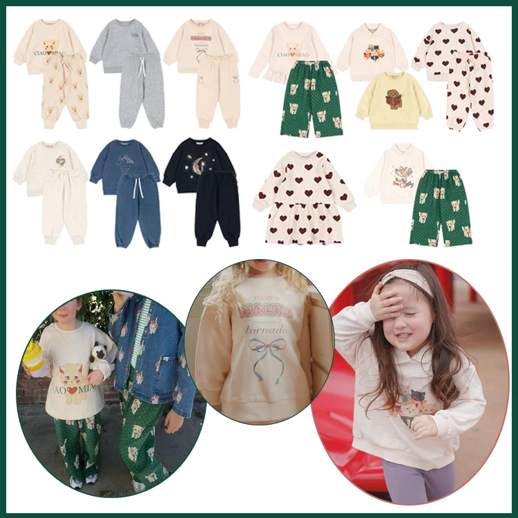 Children Clothes 2026 Cartoon Sweatshirt KS Baby Boys Girl Warm Embroidered Hoodies Fleece Lining Children's Top Korea Kids Suit
