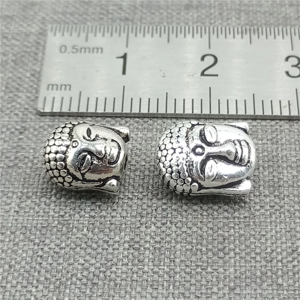 925 Sterling Silver Buddha Statue Bead 2-Sided for Buddhism Buddhist Jewelry Making DIY, 1 Piece