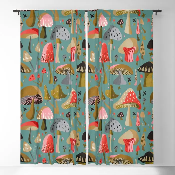 Mushroom Collection – Mint Blackout Curtains 3D Print Window Curtains For Bedroom Living Room Decor Window Treatments