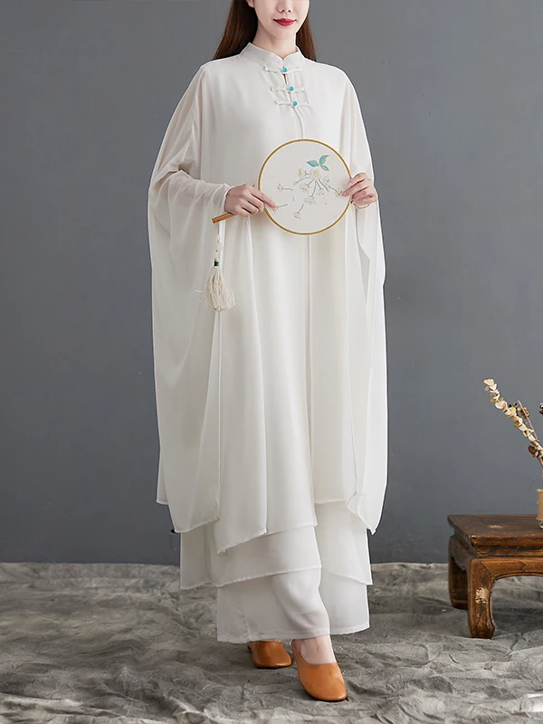 

Комплект для йоги и тай-чи в стиле ретро: художественный, большой размер, атмосферный, в стиле дзен, белый, хлопок, осень 2025