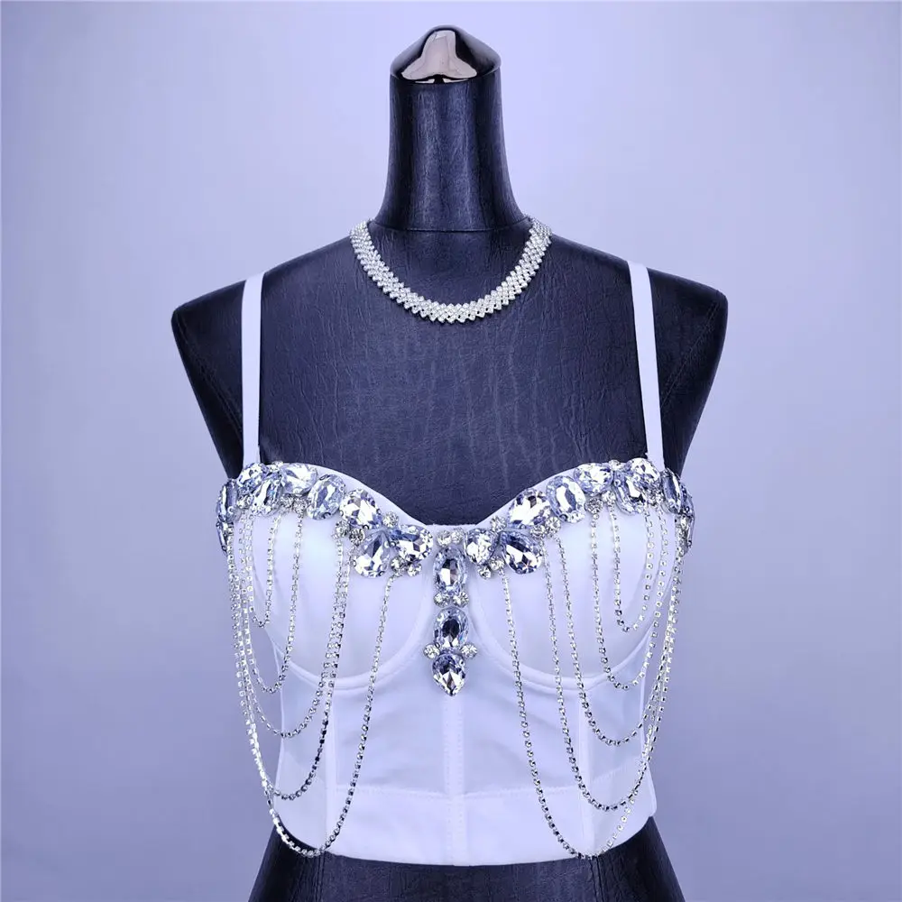 Sequines Beading Corset Fish Scale Camisoles Bustiers Bra Sexy Party Club Streetwear Lingerie Look Stage Costumes