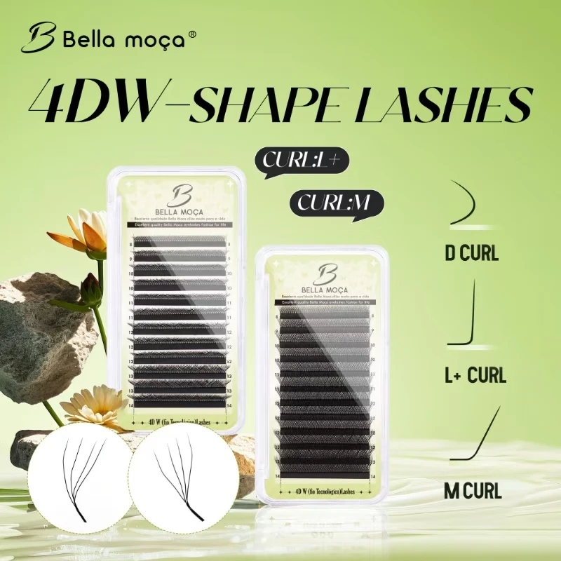 Bella moça 4DW Lashes 8-14mm D Curl 0.07 Black/Brown Natural Soft Lashes