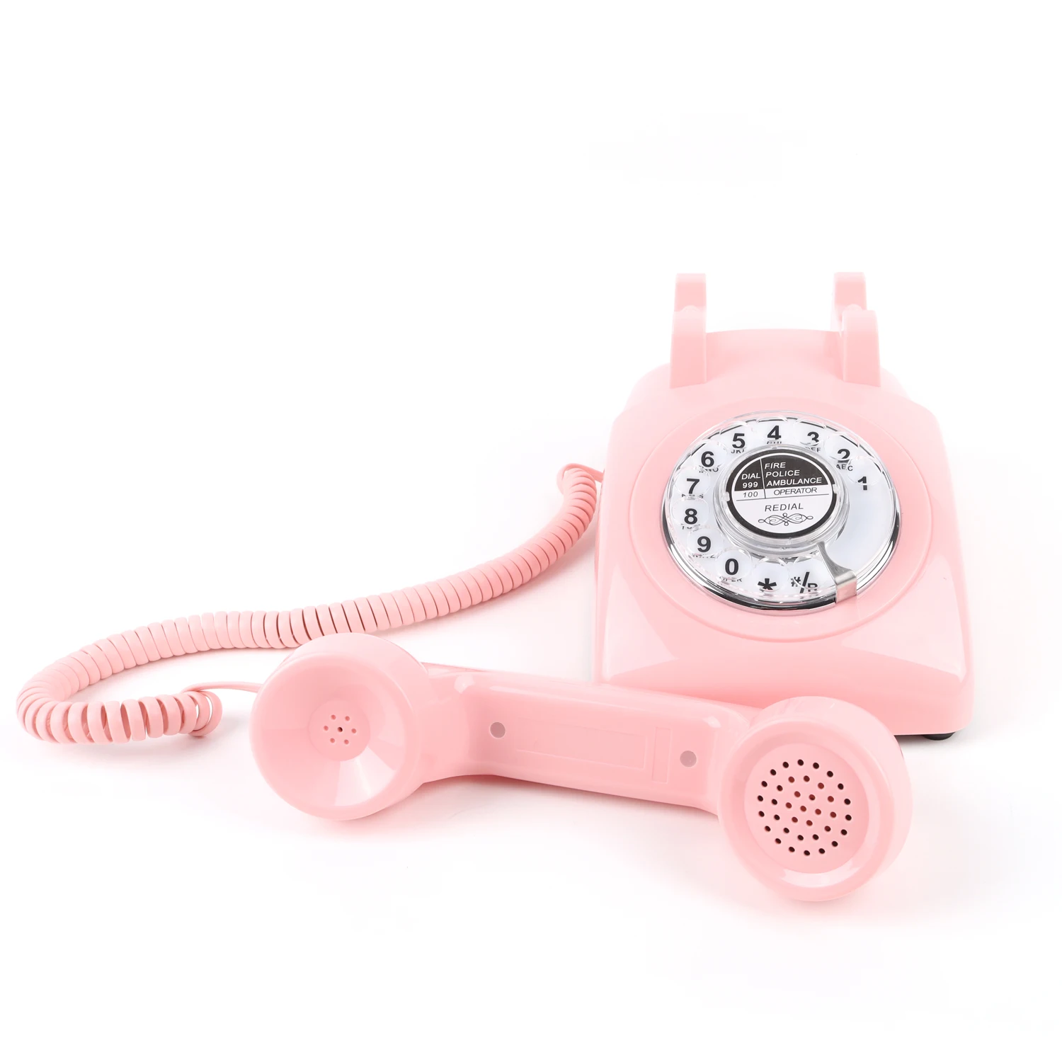 หมุนโทรศัพท์ Retro โทรศัพท์จาก1980S,Retro สายโทรศัพท์พื้นฐานสำหรับ Home /Office สีชมพูยุโรปพื้นฐาน