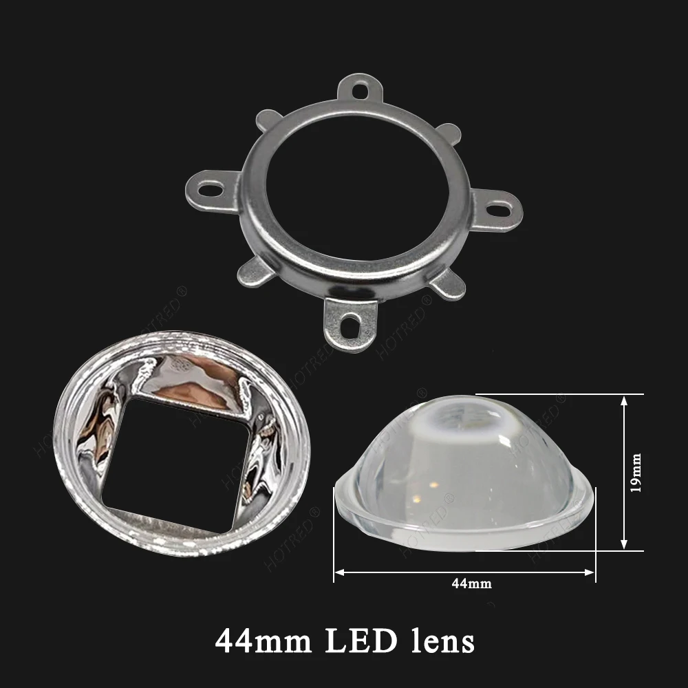 LED Lens Reflector For 20W 30W 50W 100W COB Chips Optical Glass 44mm 60/120Degree PC 220V Cover Lamp Waterproof Street Light DIY