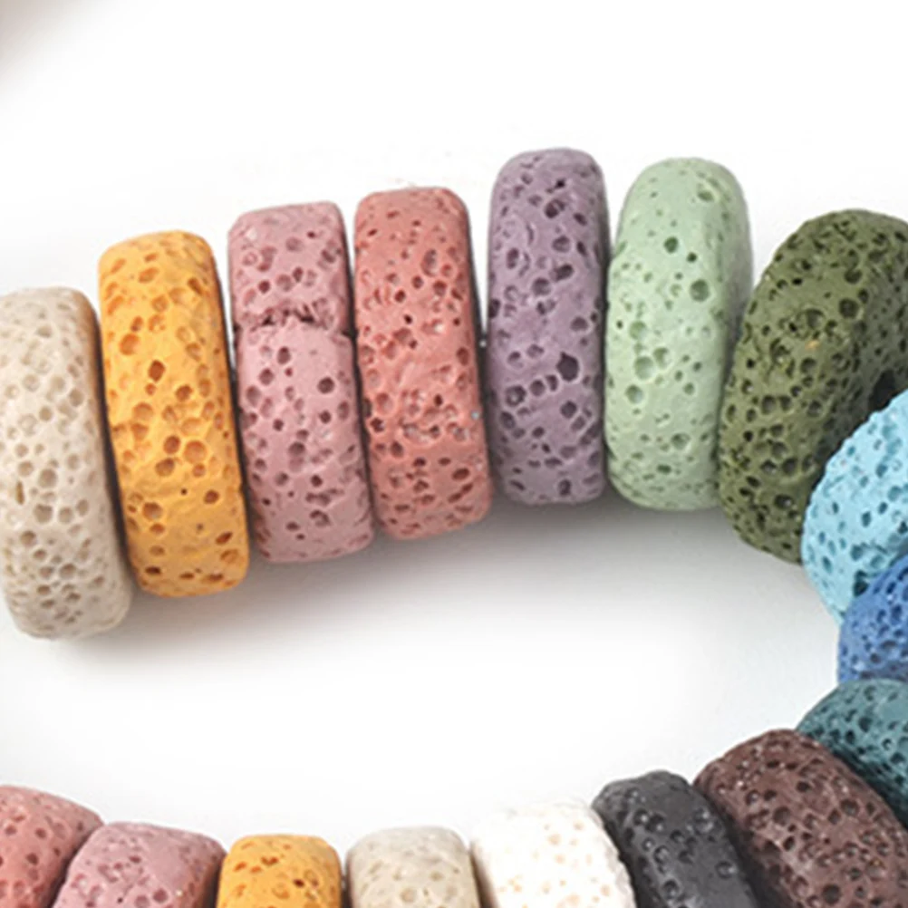 

30Pcs Volcanic Stone Beads Cylinder Shape 15x15x6mm Colorful Pendants for Necklace Bracelet Earrings DIY Jewelry Making Charm