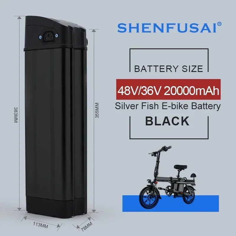 BURCHDA R8S Pro JINGHMA R8 Pro Electric Bicycle Battery 48V20Ah 25Ah Silver Fish Battery for Shengmilo MX20 GORTAT Q80 Ebike