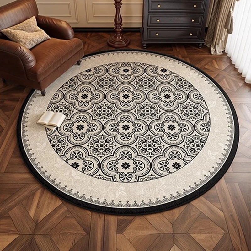 Round Living Room Carpet Anti-skid and Wear-resistant Floor Mat Bedroom Sofa Carpet Soft Comfortable Loop Pile TPR Rug