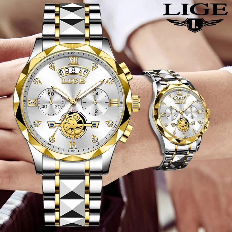 

LIGE 2024 men's watch top brand original mens quartz watch waterproof calendar simple fashion daily wear watches for men reloj