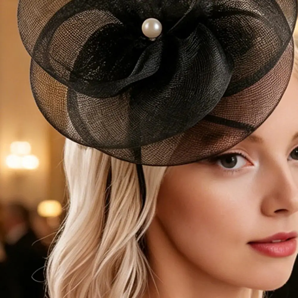Headgear Mesh Headband Women Fascinators Headband Base Lightweight Mesh Flower Hat Non-slip Tea Party Accessories for Wedding