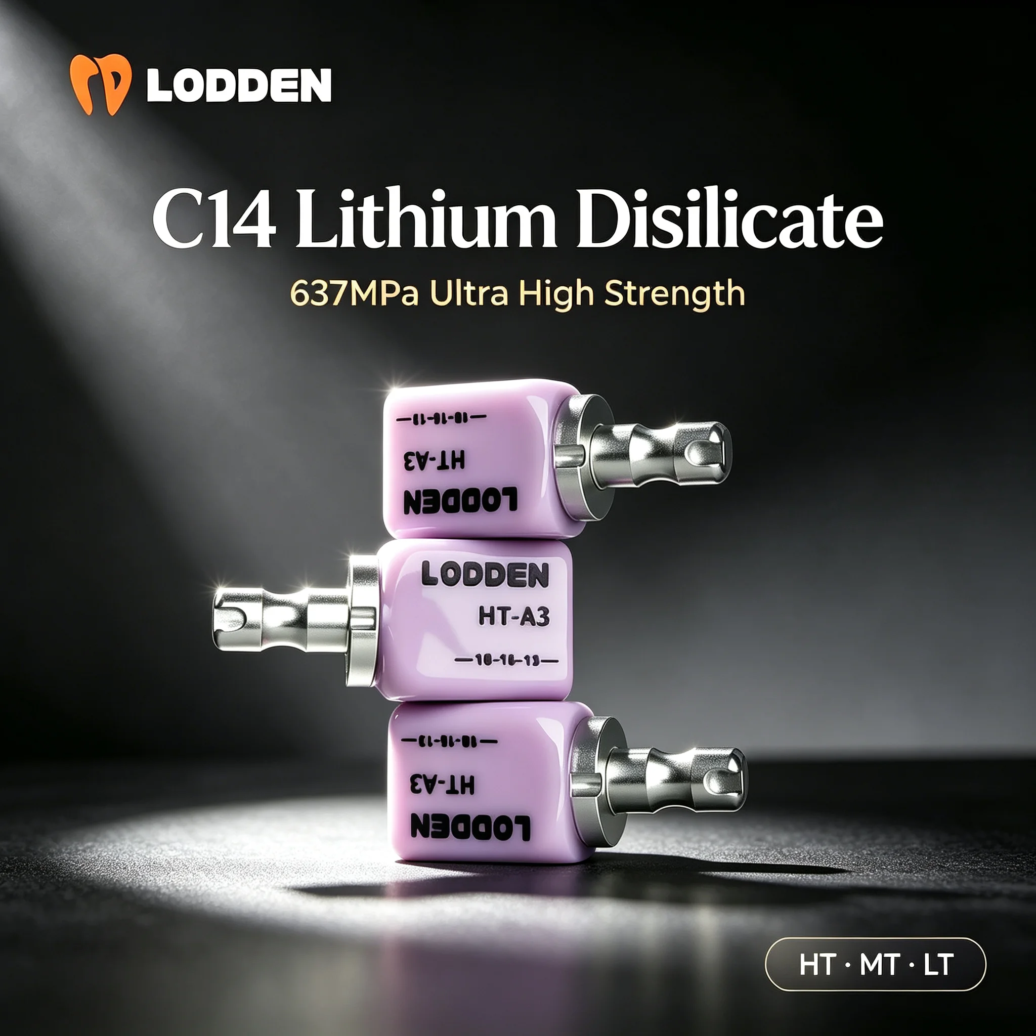 10Pcs Lodden Sirona C14 B40 HT/LT Lithium Disilicate Ceramic Blocks CAD/CAM CEREC Dental Veneer Crown Lab Material