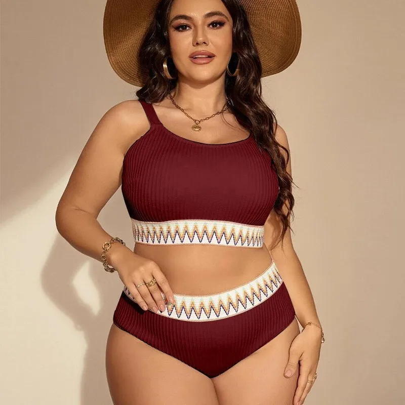 Plus Size zestaw Bikini seksowne stroje kąpielowe kobiet 2024 wysoki stan dwuczęściowy strój kąpielowy kobiety kostium kąpielowy Biquini Monokini