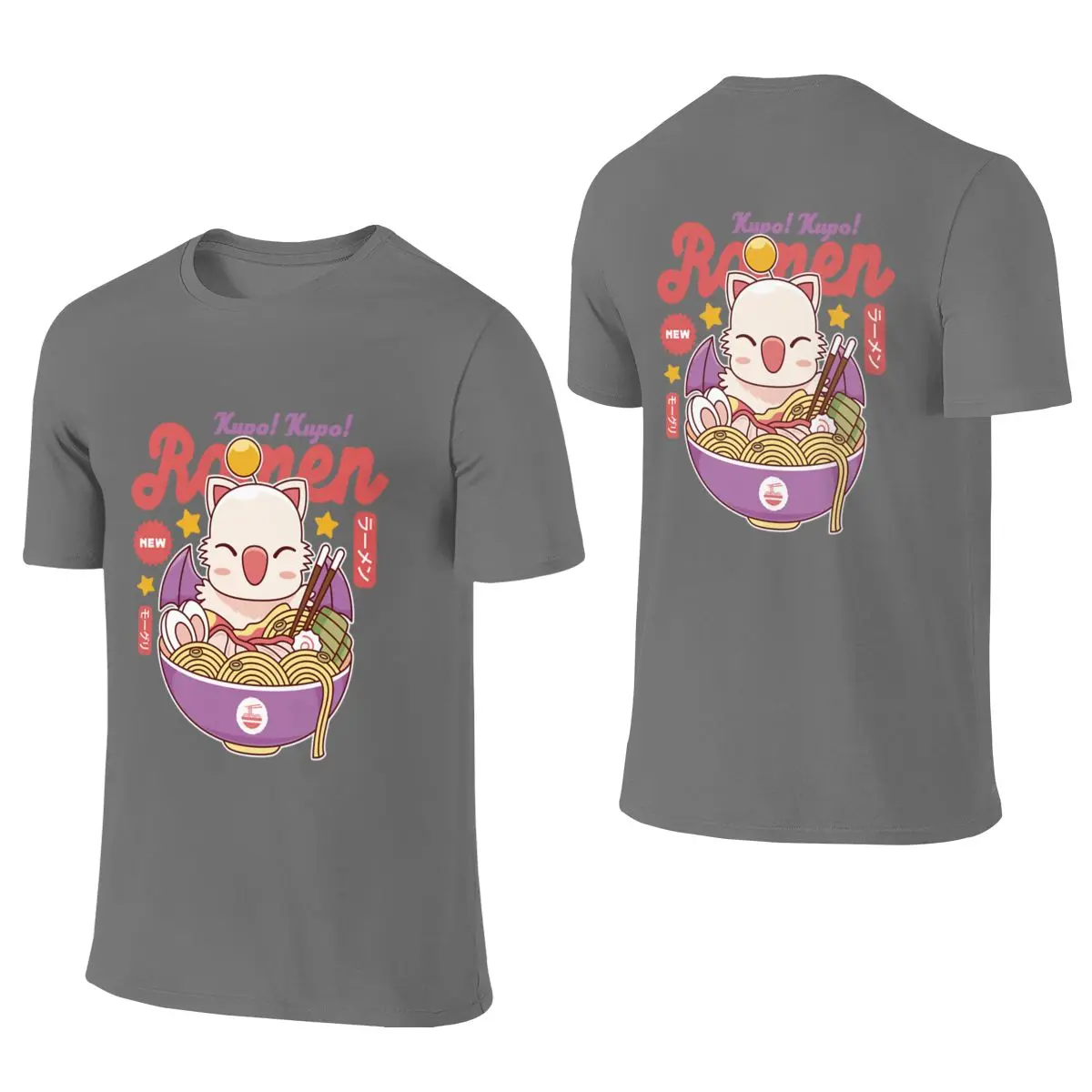 Moogle Kupo Ramen Home Reversible T-shirt Versatile Outdoor High-Definition Printing Tee