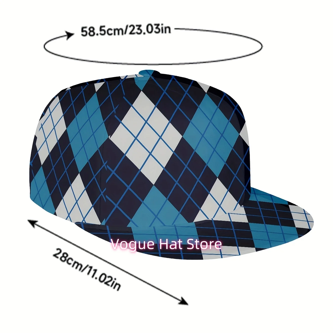 1pc, Unisex Printed Pattern Flat Brim Baseball Cap, Ideal for The classic diamond check pattern in the Scottish style
