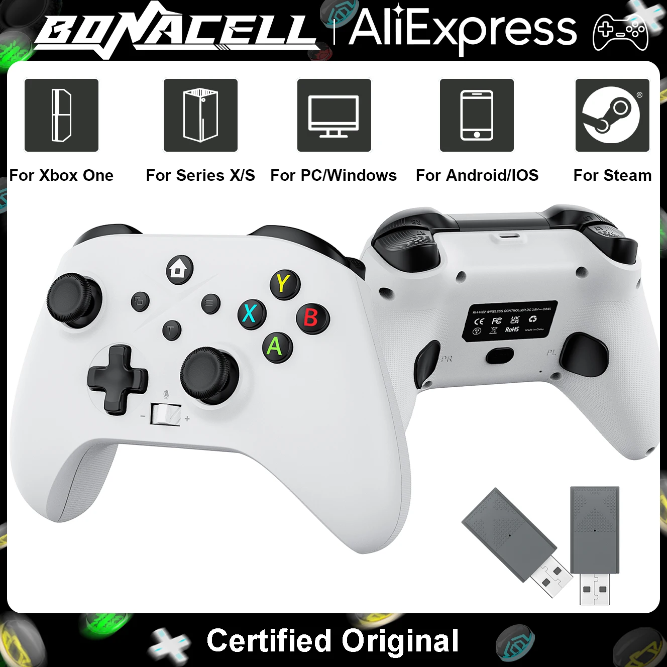 Kabelloser Controller für Xbox One S/X/Series S/X/PC-Spielkonsole, Joystick mit Dual-Vibration, Hall-Effekt, 6-Achsen-Gyroskop, Turbo-Funktion, Gamepad