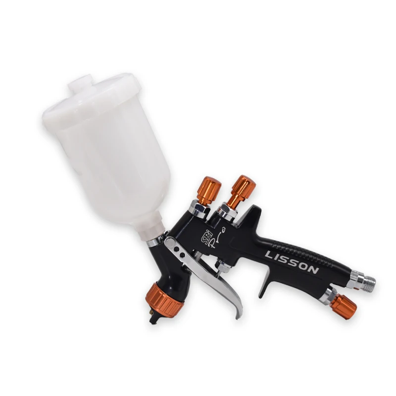 1.0/1.2mm Nozzle Spray Gun 400ml Paint Mixing Cup MINI88 HVLP Air Sprayer Gun with 10pcs No Clean Disposable Measuring Cup