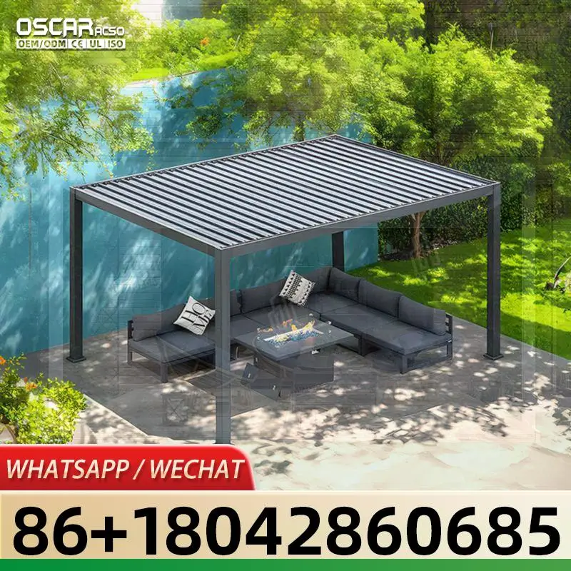 Sustainable Waterproof 8x8 Aluminium Motorized Electric Folding Louvered Pergola Gazebo for Backyard Patio and Garden pergola