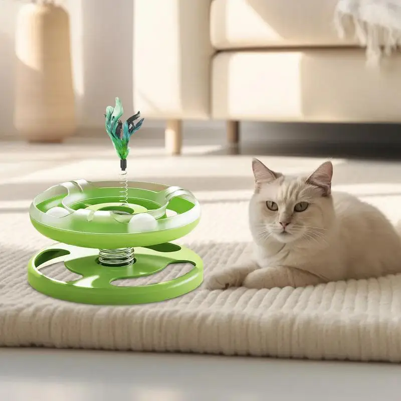 Cat Toy Ball Track Funny Cat Spring Toy Cat Ball Tower Feather Cat Puzzle Toys Stimulating Cat Toys For Pets Cats Kitten