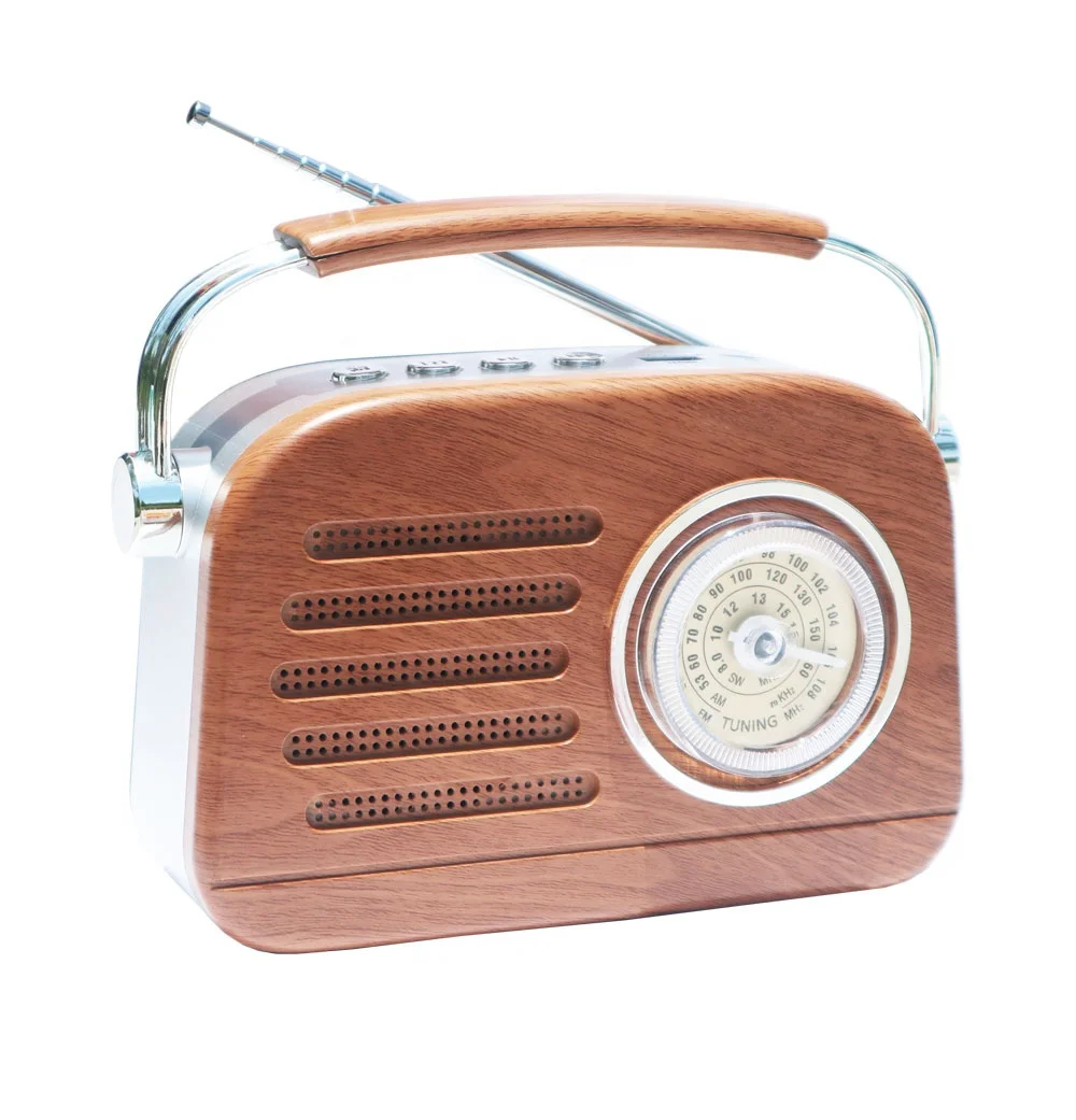 wood am fm rechargeable battery portable radio digital  receiver