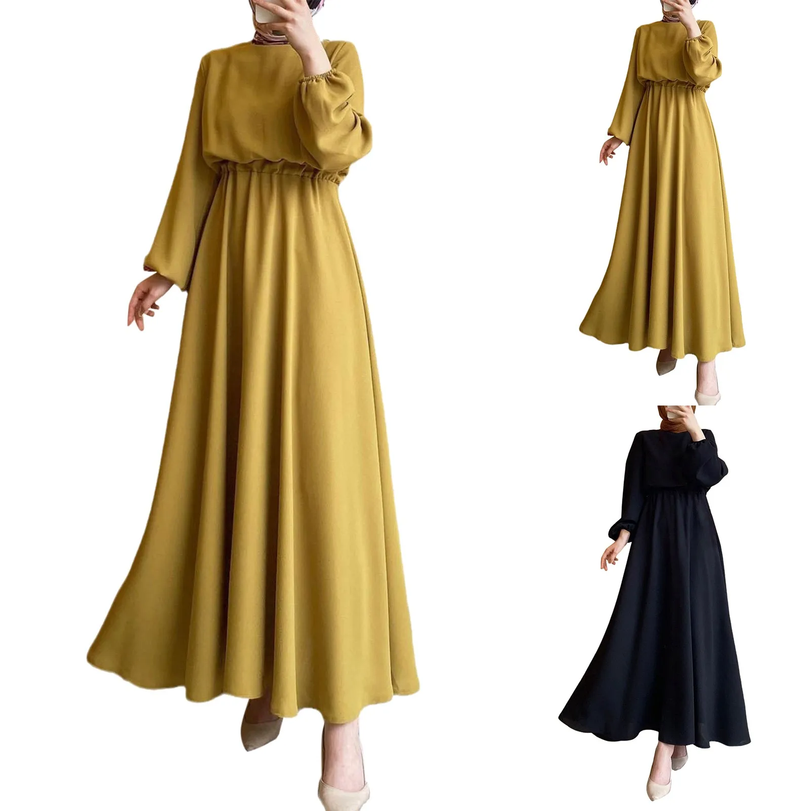 

Women Muslim Abaya Dress India Abayas Ramadan solid Dubai Turkey Islam Morocco Kaftan Robe Longue Vestidos Largos Autumn