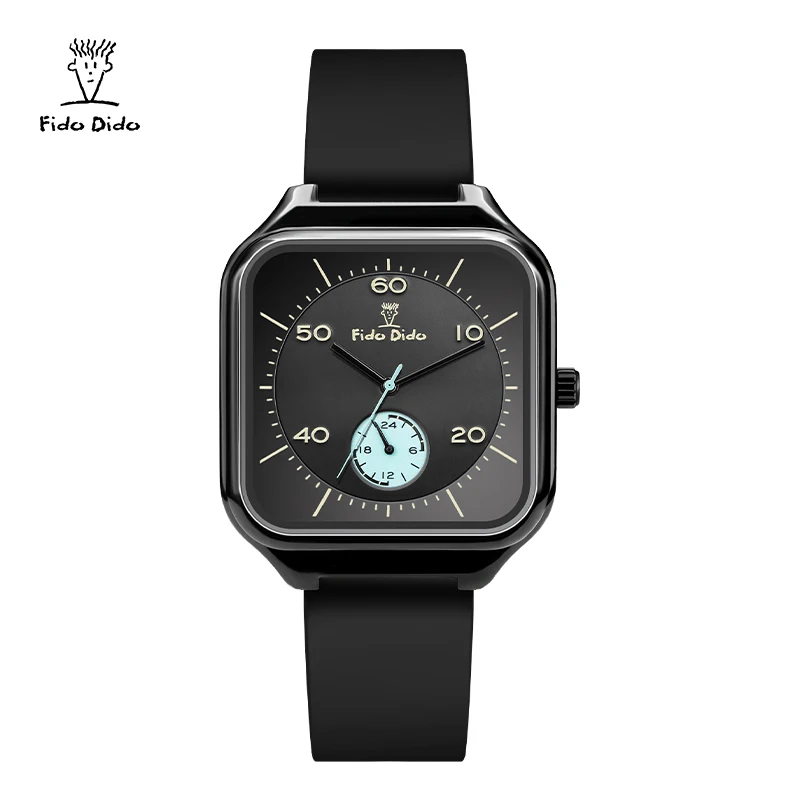 Fido Dido Sports Couple Watch Silicone Strap 50M Waterproof Quartz Movement Retro Mechanical Style Luminous Calendar FD2359-911