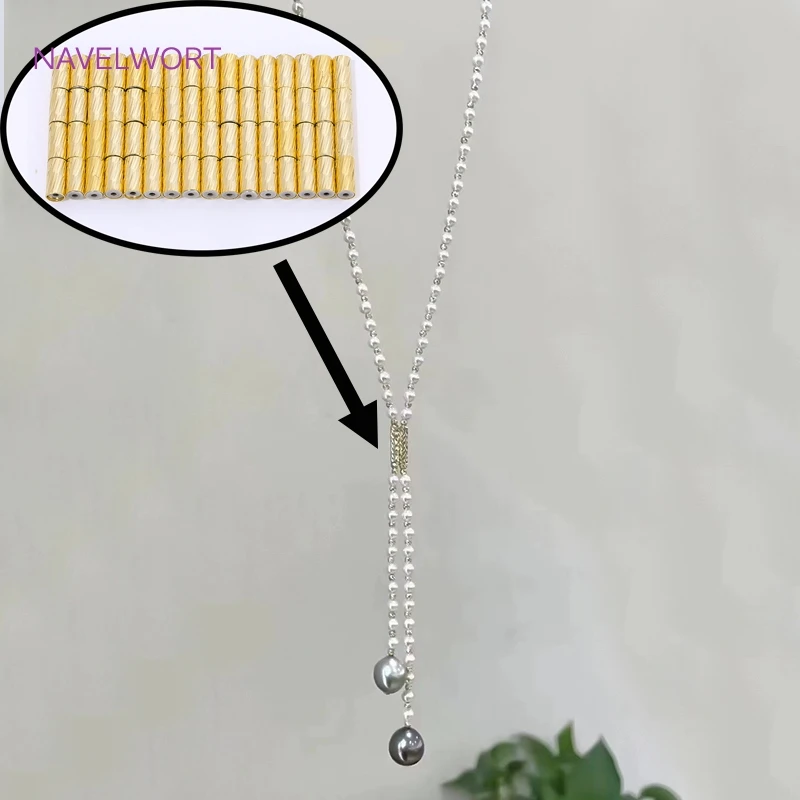 18K Gold Plated Magnetic Tube Spacer Bead For Jewelry,Multiple Rows Pearl Necklace Bracelet Making,DIY Jewelry Materials
