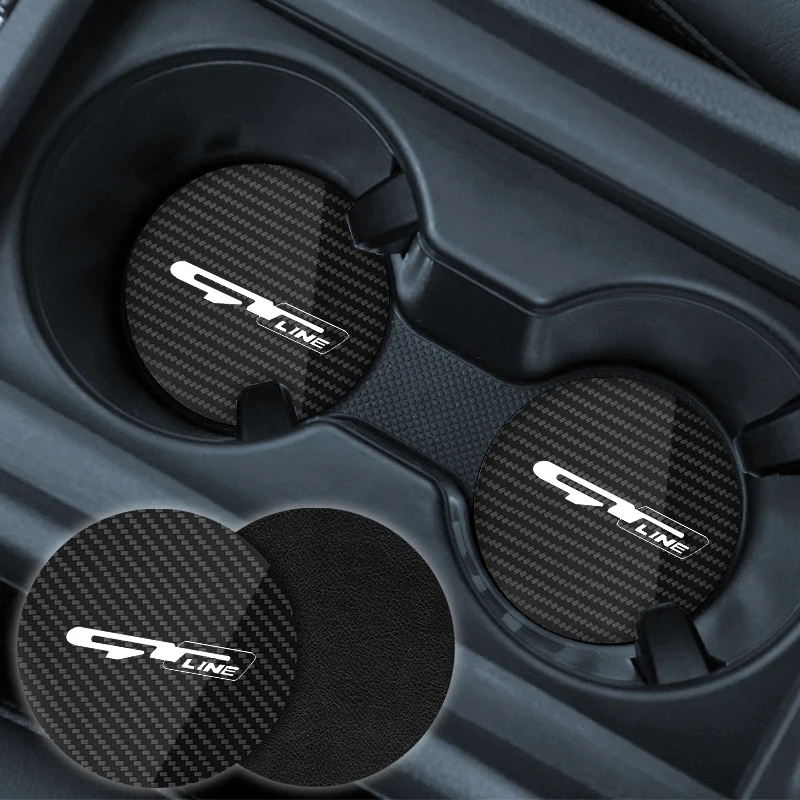Soporte para vasos de cuero para coche, accesorios para KIA GT GTLine Forte Seltos K5 Sportage Ceed Soul Cerato Sedona Forte, 2 uds.