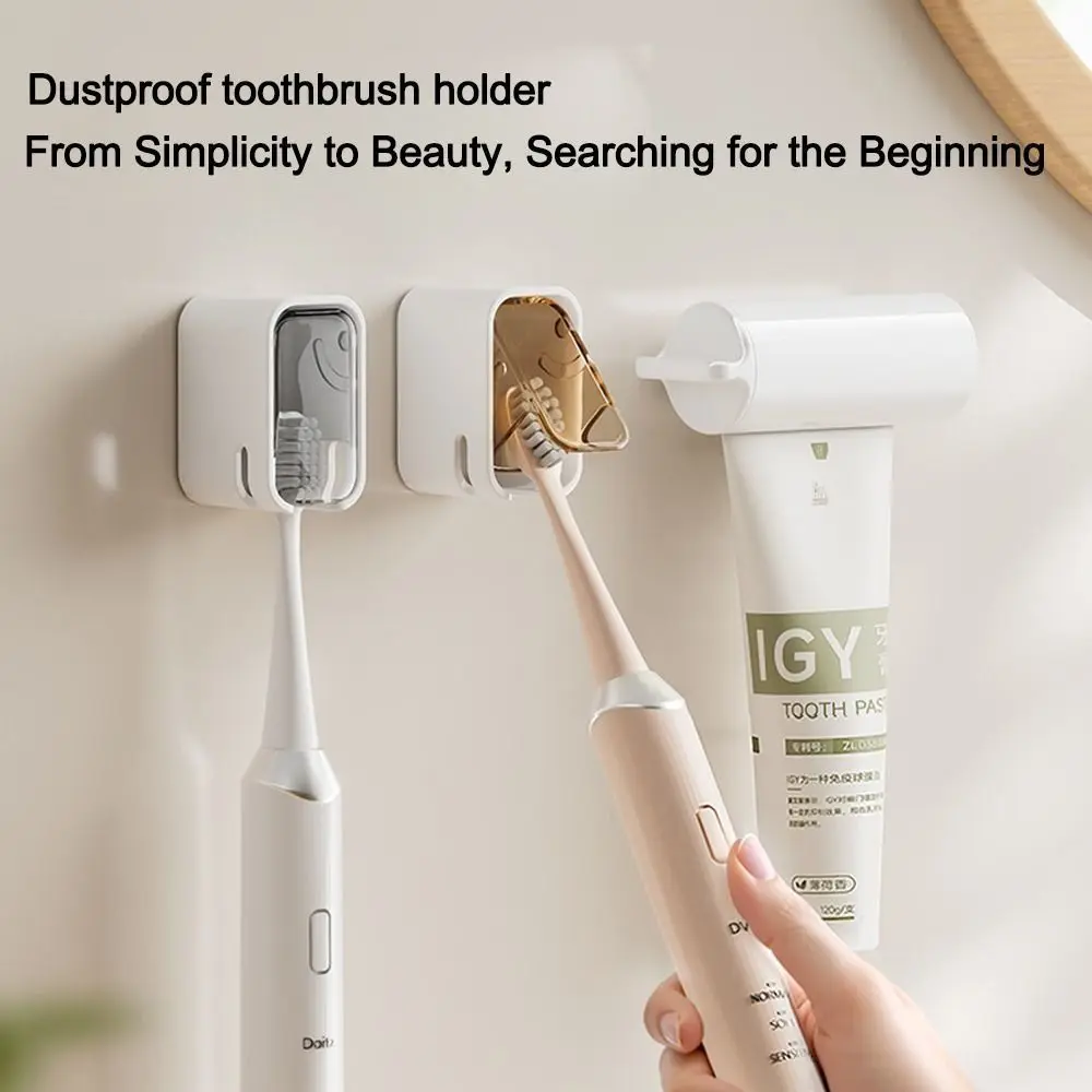 Durable Dustproof Toothbrush Holder Flip-top Wall Mounted Toothbrush Rack Electric Toothbrush Storage Rack