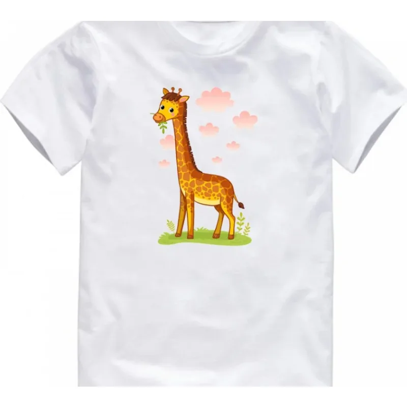 Funny Cute Summer Cartoon Tshirt Girls Animal Giraffe Kids Clothes Boys T Shirts Short Sleeve Tops Boys Clothes  Girls Clothes