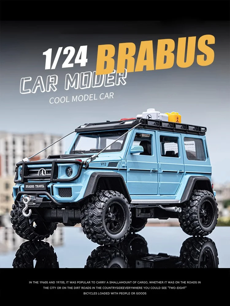 Diecast 1:24 Mercedes-Benz G550 4X4 Modified Version Off-road Car Sound and Light Pull Back Children's Toys Collection Gift Box