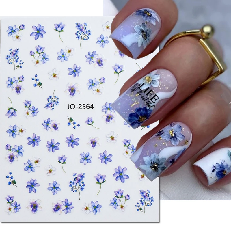 Nail Art adesivi 3d viola Florals violette fiori cursori adesivi decalcomanie per unghie decorazione Manicure