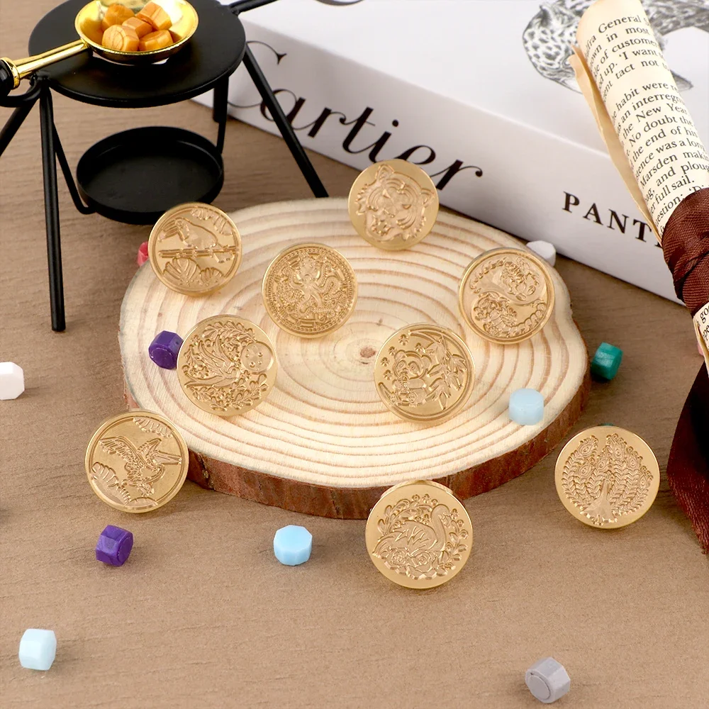 Animal Wax Seal, Octopus, Lion, Bird and Panda Wax Seal, 25 mm, removable brass stamp head, for gift cards, postcards, notebooks